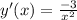 y'(x) = \frac{-3}{x^{2} }