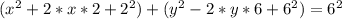 (x^2+2*x*2+2^2)+(y^2-2*y*6+6^2)=6^2