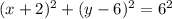 (x+2)^2+(y-6)^2=6^2