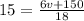 15= \frac{6v+150}{18} \\