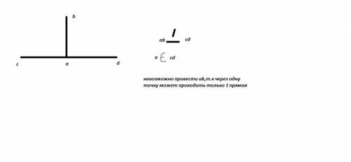 Построй прямую cd и точку а лежащую на данной прямой постройте через точку а прямую ав перпендикуляр