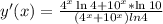 y'(x)= \frac{4^{x}\ln_{}4+10^{x}*\ln_{}10}{(4^{x}+10^{x})ln4}