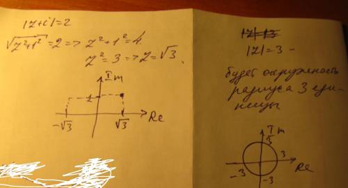Изобразите на плоскости множества комплексных чисел,удовлетваряющий следующем условиям: izi=3; iz+ii