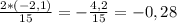 \frac{2*(-2,1)}{15}= -\frac{4,2}{15}=- 0,28