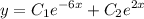 \displaystyle y=C_1e^{-6x}+C_2e^{2x}