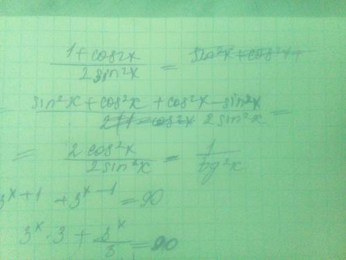 1+sin 2x\sin x + cos x; 1+ cos 2x\2 sin ^2х выражение .заранее !