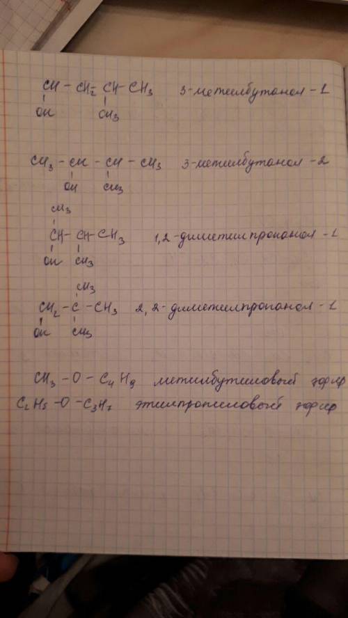 Написать структурные формулы всех изомеров спиртов состава c5h11oh и назвать их.