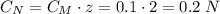 C_{N} = C_{M} \cdot z = 0.1 \cdot 2 = 0.2 \; N