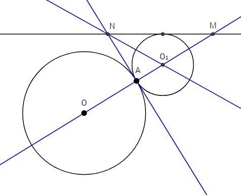 Дана прямая l и окружность с центром в точке o и точка а на окружности, прямая l не имеет общих точе