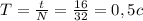 T= \frac{t}{N}= \frac{16}{32}=0,5 c