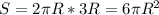 S=2 \pi R*3R=6 \pi R^{2}