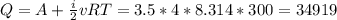 Q = A + \frac{i}{2} vRT = 3.5*4*8.314*300=34 919