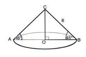 Дан конус, образующая которого наклонена к плоскости основания под углом 45 градусов. найдите объем