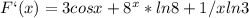 F`(x)=3cosx+8^x*ln8+1/xln3