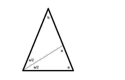1) биссектриса угла при основании равнобедренного треугольника пересекает боковую сторону под углом,