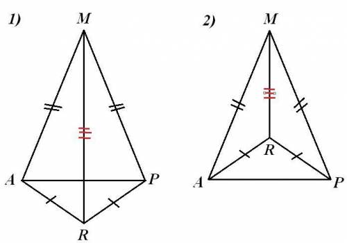 Треугольник aмр равнобедренный. треугольник apr равнобедренный. ар - общее основание. доказать, что