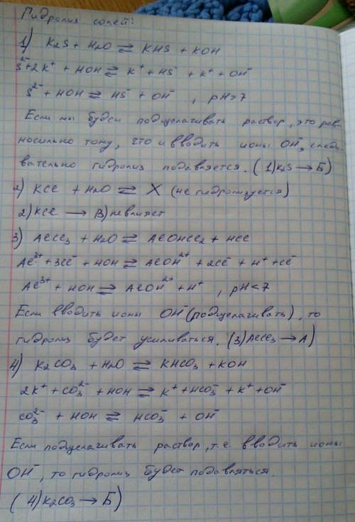 Воспользовавшись принципом ле-шателье, установите соответствие между типом соли и состоянием равнове