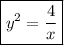 \boxed{y^2= \frac{4}{x} }