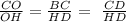 \frac{CO}{OH} =\frac{BC}{HD} = \ \frac{CD}{HD}