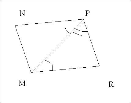 Впараллелограмме mnpr углы pmr и mpr равны соответственно 39.5 и 77.03. найти величену большого угла