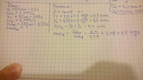 К200 мл раствора h2so4 с эквивалентно молярной концентрацией 1 моль/л добавили 50 млратвора h2so4 с