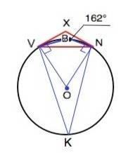 Из точки x проведены касательные xn и vx к окружности, где v и n -точки касания. на окружности взята