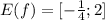 E(f)=[-\frac{1}{4};2]