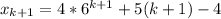 x_{k+1}=4*6^{k+1}+5(k+1)-4