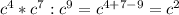 c^4*c^7:c^9=c^{4+7-9}=c^2&#10;