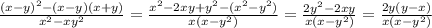 \frac{(x-y)^2-(x-y)(x+y)}{x^2-xy^2}= \frac{x^2-2xy+y^2-(x^2-y^2)}{x(x-y^2)} = \frac{2y^2-2xy}{x(x-y^2)} = \frac{2y(y-x)}{x(x-y^2)}