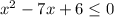 x^2-7x+6 \leq 0