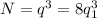 N = q^3 = 8q_1^3