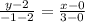 \frac{y-2}{-1-2} = \frac{x-0}{3-0}