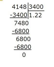 41,48: 34 100: 0,1 4,2*0,03 в столбик, а не в !