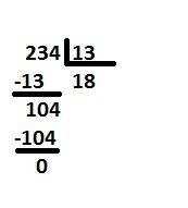 Как решить пример столбиком 234: 13