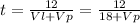 t=\frac{12}{Vl+Vp}= \frac{12}{18+Vp}