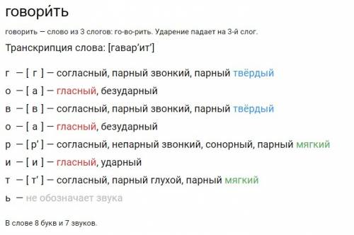 Разберите слова по звукам и буквам. говорить. языков.