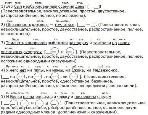 2предложения с синтаксическим разбором и со всей грамматической основой