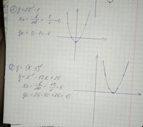 Y=2x^2-1 и y=(x-5)^2 график и решение