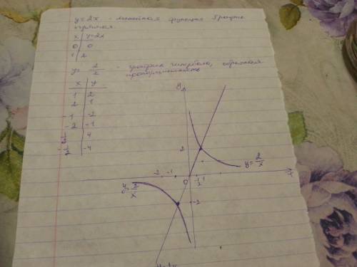 Постройте графики функций у = 2х и у = 2/x ￼ в одной системе координат.