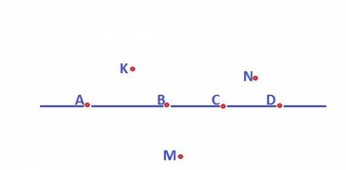 Начерти прямую и отметь 3 точки, не лежащие на этой прямой, и 4 точки лежащие на ней. обозначьте точ