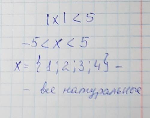 Укажите все натуральные значения х, при которых верно неравенство а)|х|< 5;