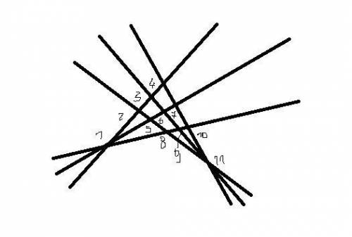Сфотографируйте ответ провели 6 прямых и отметь на них 11 точек так,чтобы на каждой прямой было 4 то