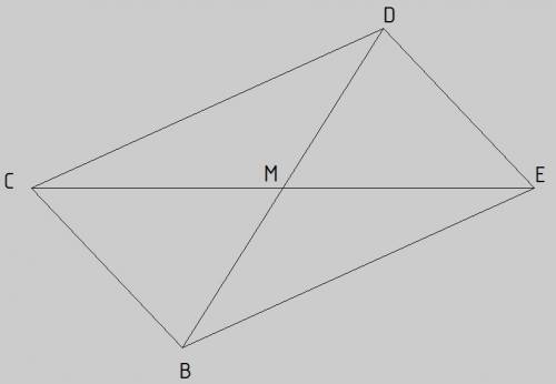 Впараллелограмме bcde диагонали ∩ в точке m. найти периметр bmc , если de=7 см , bd=12 см , ce=16 см