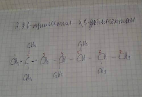 структурная формула 2,2,6-триметил-4,5-диэтилгептана