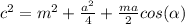 c^2 = m^2 + \frac{a^2}{4} + \frac{ma}{2} cos( \alpha )