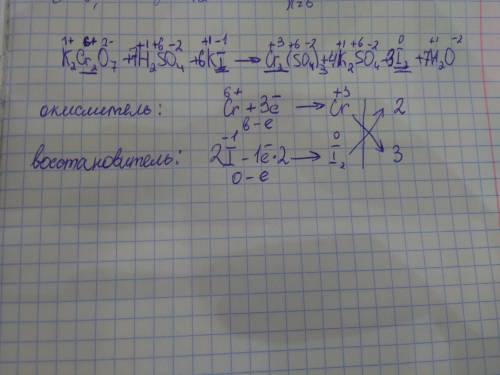 )k2cr2o7+h2so4+ki=cr2(so4)3+k2so4+i2+h2o окислительно восстановительная реакция и уровнять.