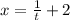 x= \frac{1}{t} +2