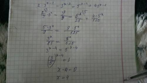 2*3^(x-1) -3^(x-2)=5^(x-2)+4*5^(x-3)