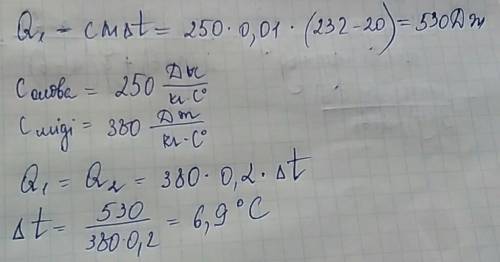На скільки градусів нагріється мідний паяльник масою 200 г,якщо йому надати такої самої кількості те